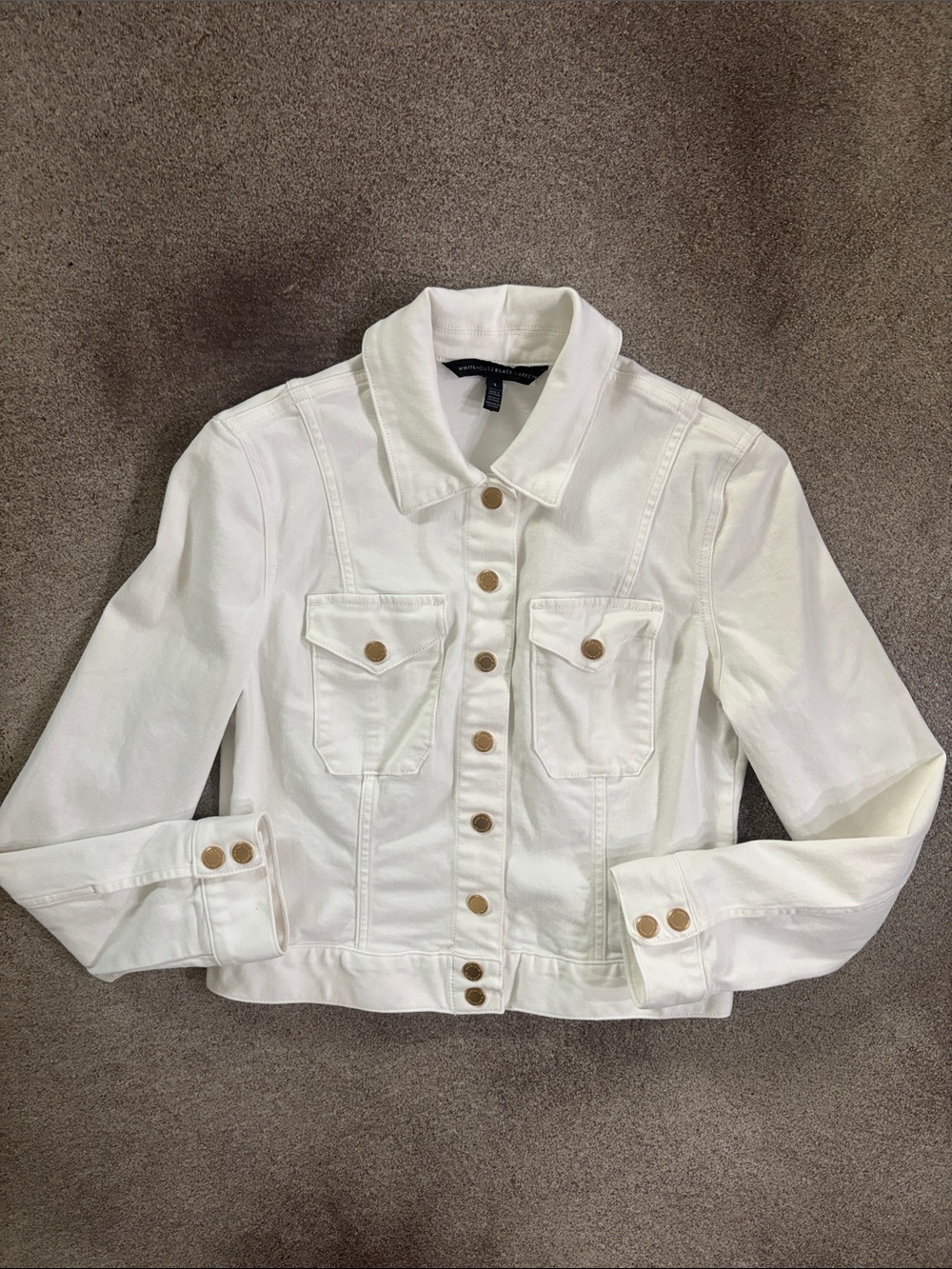 White House Black Market White Denim Jacket (size 4)